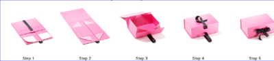 Różowe pudełko na magnes z czarną wstążką pudelko okladkowe 110